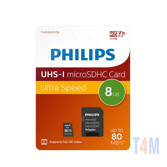 CARTÃO DE MEMÓRIA PARA PHILIPS 8GB CLASS 10